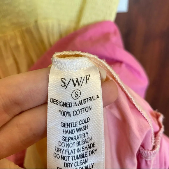 S/W/F Sunset Tiered Ombre 100% Cotton Maxi Dress Size Small Revolve - Picture 9 of 11